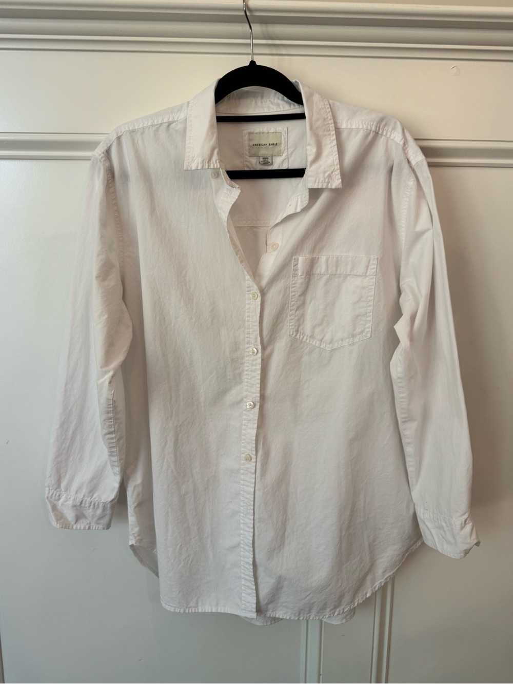 American Eagle Women’s Oversized White Button-Down Shirt